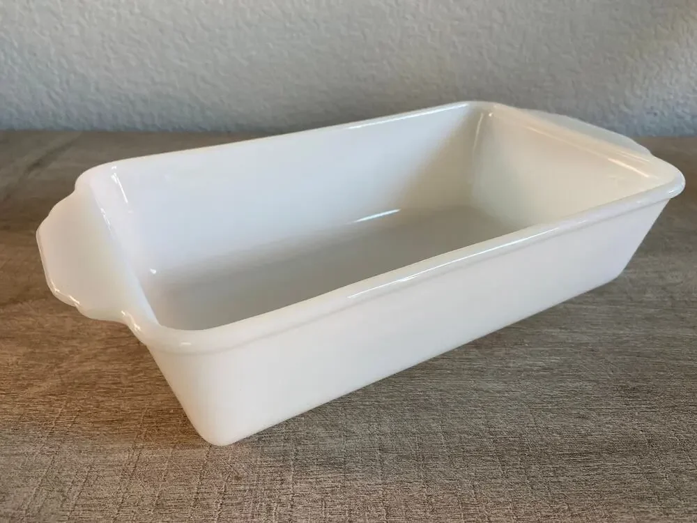 Vintage Fire King White Milk Glass Rectangular Baking Loaf Pan Number 409